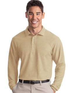 Custom embroidered Port Authority  - Long Sleeve Silk TouchT Polo. K500LS 