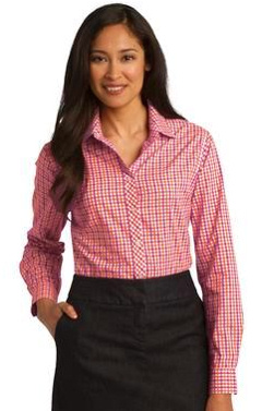 Custom embroidered Port Authority ® Ladies Long Sleeve Gingham Easy Care Shirt. L654 